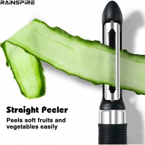Rainspire 3-Piece Peeler Set, Premium Swivel Vegetable Peeler, Kitchen Gadgets Apple Peeler Potato Peeler Veggie Peeler Fruit Peeler, Dishwasher Safe Kitchen Accessories, Black