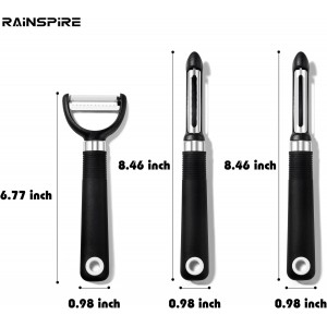 Rainspire 3-Piece Peeler Set, Premium Swivel Vegetable Peeler, Kitchen Gadgets Apple Peeler Potato Peeler Veggie Peeler Fruit Peeler, Dishwasher Safe Kitchen Accessories, Black