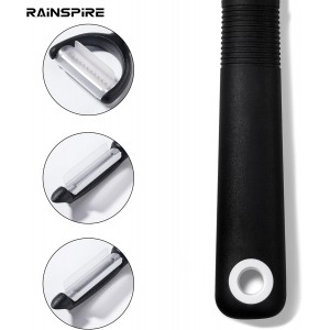 Rainspire 3-Piece Peeler Set, Premium Swivel Vegetable Peeler, Kitchen Gadgets Apple Peeler Potato Peeler Veggie Peeler Fruit Peeler, Dishwasher Safe Kitchen Accessories, Black