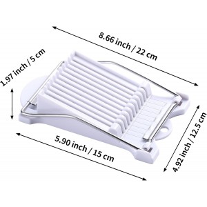 2 Pack Luncheon Meat Slicer, Egg Slicers,Strawberry Slicer,Stainless Steel Wire, Cuts 10 Slices for Eggs, Hams, Avocados, Bananas, Onions, Soft Food and Fruits (White)