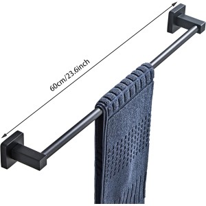 Matte Black Bathroom Hardware Set 4 Pieces,Bathroom Accessories Set Stainless Steel Wall Mounted, Hand Towel Bar, Towel Ring, Robe Towel Hooks,Toilet Paper Holder,Towel Bar Set, 23.6 Inch