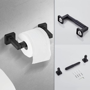 Matte Black Bathroom Hardware Set 4 Pieces,Bathroom Accessories Set Stainless Steel Wall Mounted, Hand Towel Bar, Towel Ring, Robe Towel Hooks,Toilet Paper Holder,Towel Bar Set, 23.6 Inch