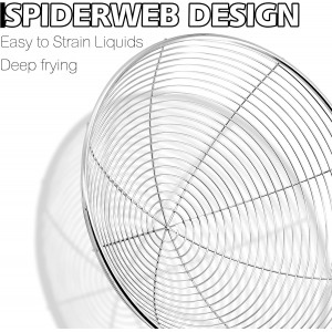 Anaeat Stainless Steel Spider Skimmer, Set of 3 Professional Kitchen Pasta Strainer Spoon with Long Handle - Asian Strainer Ladle Wire Skimmer Spoons for Cooking and Frying (4.5