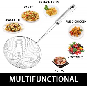 Anaeat Stainless Steel Spider Skimmer, Set of 3 Professional Kitchen Pasta Strainer Spoon with Long Handle - Asian Strainer Ladle Wire Skimmer Spoons for Cooking and Frying (4.5