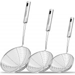 Anaeat Stainless Steel Spider Skimmer, Set of 3 Professional Kitchen Pasta Strainer Spoon with Long Handle - Asian Strainer Ladle Wire Skimmer Spoons for Cooking and Frying (4.5