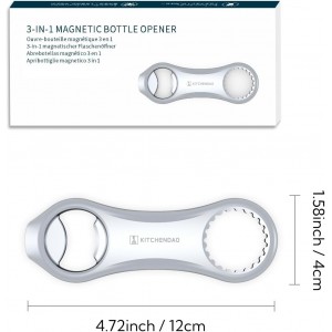 KITCHENDAO Magnetic Beer Bottle Opener for Refrigerator, Twist-off/Pry-off Opener, Pop-can Opener, Heavy Duty Steel Die-Cast Construction with Magnets, Stick to Fridge for Easy Storage, Gift for Men