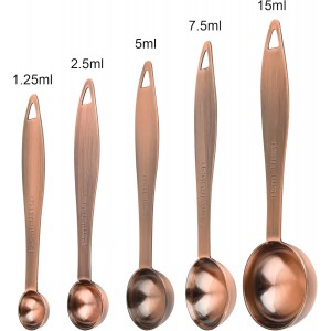 Smithcraft Measuring Cups and Spoons Set, 12 Pieces Stainless Steel Measuring Cup Set, Metal Copper Measuring Cups Spoons, Dry & Liquid Kitchen Measure Cup Spoon & Leveler & Measure Equivalents