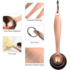 Smithcraft Measuring Cups and Spoons Set, 12 Pieces Stainless Steel Measuring Cup Set, Metal Copper Measuring Cups Spoons, Dry & Liquid Kitchen Measure Cup Spoon & Leveler & Measure Equivalents