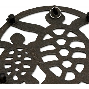 GASARÉ, Cast Iron Trivet for Hot Dishes, Pots, and Pans, Metal Trivet, 2 Turtle Design, Rubber Feet Caps, Ring Hanger, 8.75 Inches, Brown, 1 Unit