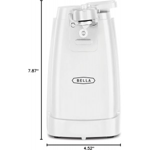 bella Electric Can Opener and Knife Sharpener, Removable Cutting Lever, Cord Storage, Stainless Steel Blade, White
