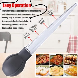 Turkey Baster Food Grade Quality Bulb comes with 1 bigger size Basting Brush and 1 Cleaning Brush, for Cooking Basting with Detachable Round Bulb -Butter Drippings, Glazes, Roasting Juices for Poultry