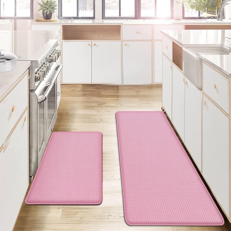 AUTODECO Kitchen Mats and Rugs Set of 2 - Cushioned Anti-Fatigue Kitchen Rug for Floor Washable 17
