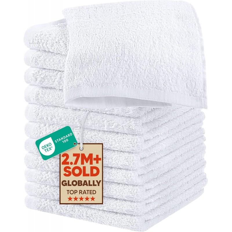 Utopia Towels 12 Pack Cotton Washcloths Set, 100% Ring Spun Cotton, Premium Flannel Face Cloths, Highly Absorbent and Soft Feel Fingertip Towels, White