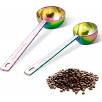 Premium coffee scoop set, set of 2, Metal stainless steel long handle coffee scoop, measuring coffee spoons contains 1 tablespoon (15 ml) and 2 tablespoons (30 ml) multicolor spoon