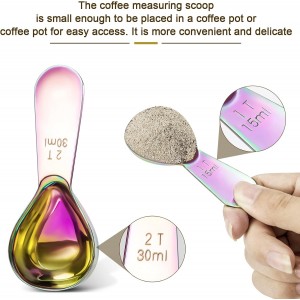 Stainless steel coffee scoop 2-piece set (1 tbsp, 2 tbsp) durable Tablespoon, ergonomic measuring spoon, Suitable for small and large jars，short-handled spoon (colored)