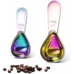 Stainless steel coffee scoop 2-piece set (1 tbsp, 2 tbsp) durable Tablespoon, ergonomic measuring spoon, Suitable for small and large jars，short-handled spoon (colored)