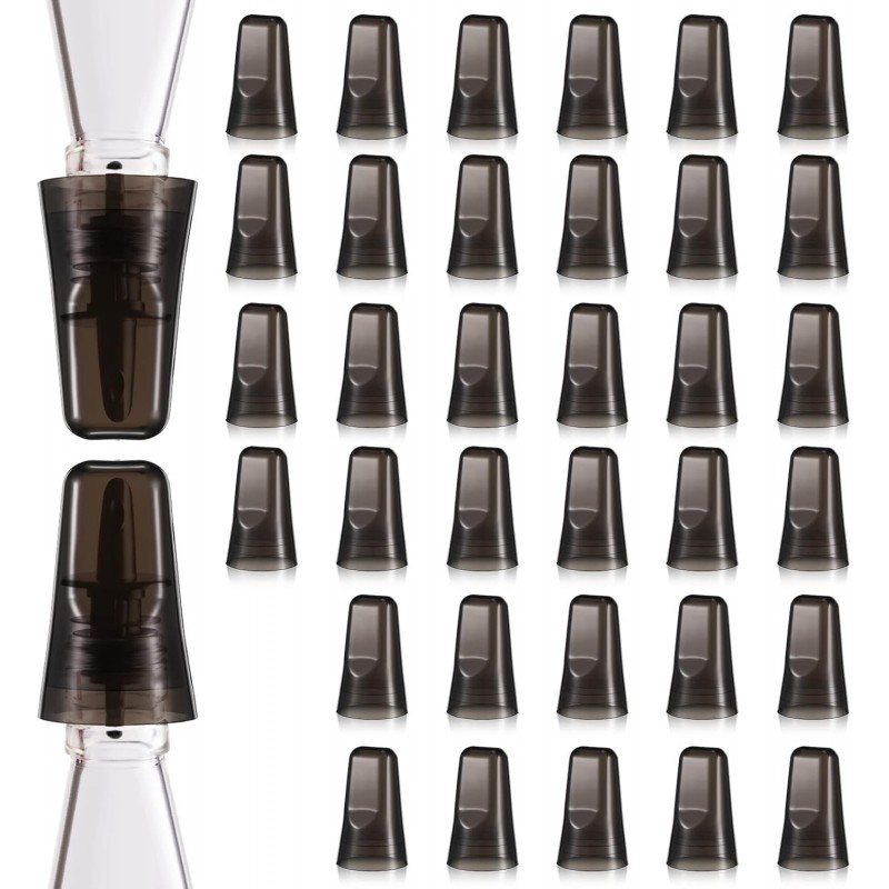 Chengu 36 Pieces Liquor Bottle Covers Pour Spout Covers Bar Toppers for Bottles Universal Pour Dispenser Dust Translucent Silicone Rubber Spout Caps for Bar Home Kitchen Tools Supplies (Black)
