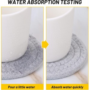 Mckanti 8 Pcs Drink Coasters with Holder, 4 Colors Absorbent Coasters, Minimalist Cotton Woven Coaster Set for Living Room Decor, Tabletop Protection Suitable for Kinds of Cups, 4.3 Inches