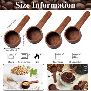 Skyley 4 Pcs Coffee Wooden Scoop for Canisters Jars 15ml 1 Tablespoon Small Coffee Scoop for Ground Caf Walnut Wood Measuring Spoons Home Kitchen Accessories for Beans, Tea, Sugar, Bath Salt