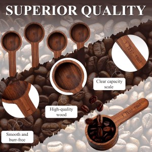 Skyley 4 Pcs Coffee Wooden Scoop for Canisters Jars 15ml 1 Tablespoon Small Coffee Scoop for Ground Caf Walnut Wood Measuring Spoons Home Kitchen Accessories for Beans, Tea, Sugar, Bath Salt