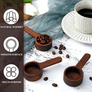 Skyley 4 Pcs Coffee Wooden Scoop for Canisters Jars 15ml 1 Tablespoon Small Coffee Scoop for Ground Caf Walnut Wood Measuring Spoons Home Kitchen Accessories for Beans, Tea, Sugar, Bath Salt