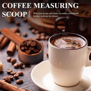 Skyley 4 Pcs Coffee Wooden Scoop for Canisters Jars 15ml 1 Tablespoon Small Coffee Scoop for Ground Caf Walnut Wood Measuring Spoons Home Kitchen Accessories for Beans, Tea, Sugar, Bath Salt