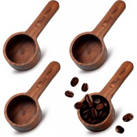 Skyley 4 Pcs Coffee Wooden Scoop for Canisters Jars 15ml 1 Tablespoon Small Coffee Scoop for Ground Caf Walnut Wood Measuring Spoons Home Kitchen Accessories for Beans, Tea, Sugar, Bath Salt