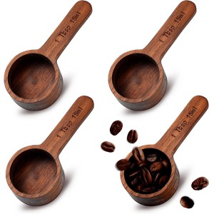 Skyley 4 Pcs Coffee Wooden Scoop for Can...