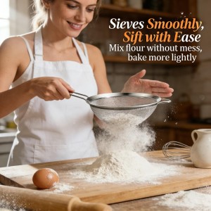 Anaeat Fine Mesh Strainers - Premium Stainless Steel Colander Sieve Sifters, with Durable Mesh and Sturdy Handle, Excellent for Sifting Dry ingredients, Flour, Pastas, Rice, Tea (3.15