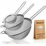 Anaeat Fine Mesh Strainers - Premium Stainless Steel Colander Sieve Sifters, with Durable Mesh and Sturdy Handle, Excellent for Sifting Dry ingredients, Flour, Pastas, Rice, Tea (3.15