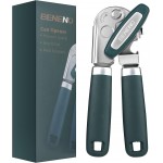 Beneno Heavy Duty Hand Can Opener Manual with Magnet, Durable Sharp Carbon Steel Blade Smooth Cutting, Big Effort-Saving Knob & Soft Grip Handle, Multifunctional Kitchen Tool with Bottle Opener, Green