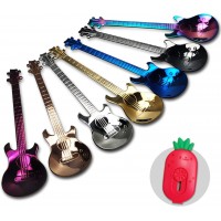 Guitar Dessert Spoons Coffee Teaspoons Set, Stainless Steel Colorful Dessert Spoons, Cute Demitasse Tea Scoop for Stirring Drink Mixing Milkshake Jam(Lucky 7)