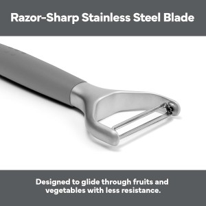 Misen Stainless Steel Vegetable Peeler - Dishwasher Safe Y Peeler - Easy to Use with Potatoes, Cabbage, Carrots, and More - Progessional Grade Kitchen Tool - Gray