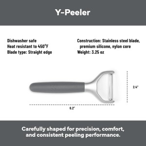 Misen Stainless Steel Vegetable Peeler - Dishwasher Safe Y Peeler - Easy to Use with Potatoes, Cabbage, Carrots, and More - Progessional Grade Kitchen Tool - Gray