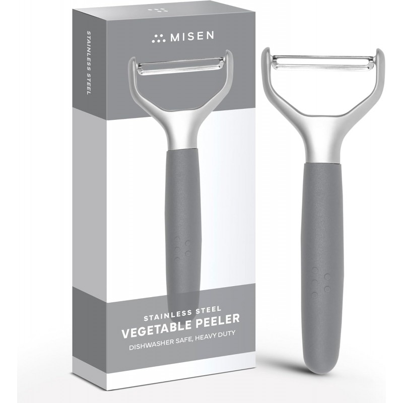 Misen Stainless Steel Vegetable Peeler - Dishwasher Safe Y Peeler - Easy to Use with Potatoes, Cabbage, Carrots, and More - Progessional Grade Kitchen Tool - Gray