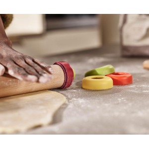 Joseph Joseph PrecisionPin - Rolling Pin with adjustable pastry thickness, Baking and dough rollers, Beech Wood, Multicolor