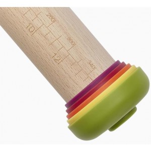 Joseph Joseph PrecisionPin - Rolling Pin with adjustable pastry thickness, Baking and dough rollers, Beech Wood, Multicolor