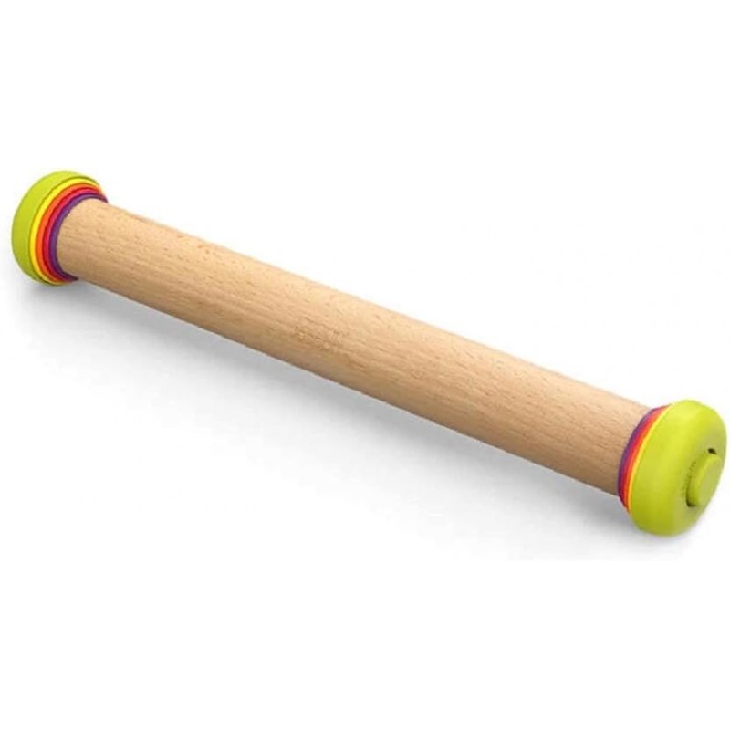 Joseph Joseph PrecisionPin - Rolling Pin with adjustable pastry thickness, Baking and dough rollers, Beech Wood, Multicolor