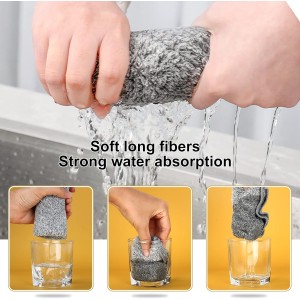 HAOBAOBEI Kitchen Cloth Dish Towels (12 Pack), Premium Dishcloths, Super Absorbent Microfiber Cleaning Cloth, Nonstick Oil Washable Fast Drying Dish Rags for Washing Dishes (Grey)