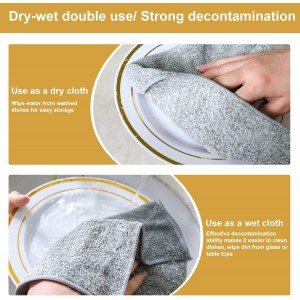 HAOBAOBEI Kitchen Cloth Dish Towels (12 Pack), Premium Dishcloths, Super Absorbent Microfiber Cleaning Cloth, Nonstick Oil Washable Fast Drying Dish Rags for Washing Dishes (Grey)