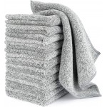 HAOBAOBEI Kitchen Cloth Dish Towels (12 Pack), Premium Dishcloths, Super Absorbent Microfiber Cleaning Cloth, Nonstick Oil Washable Fast Drying Dish Rags for Washing Dishes (Grey)