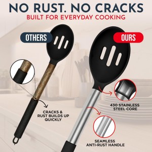 Silicone Kitchen Utensils Set 34 Pieces 450 °F Heat Resistant - Black Cooking Utensils-Set for Nonstick Cookware - Silicone Spatulas Set, Stainless Steel Handle & Other Kitchen accessories