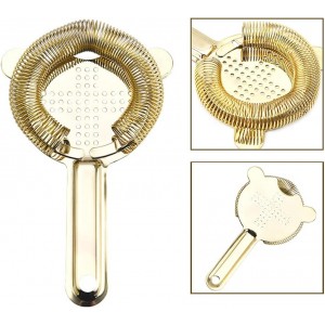 Heavy Duty Spring Bar Tool Strainer, Stainless Steel Finish Drink Strainer for Cocktails, Bartenders & Mixologists(Gold)
