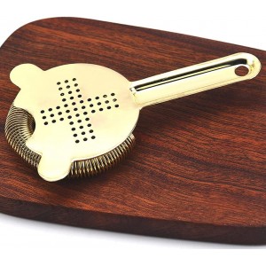 Heavy Duty Spring Bar Tool Strainer, Stainless Steel Finish Drink Strainer for Cocktails, Bartenders & Mixologists(Gold)