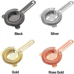 Heavy Duty Spring Bar Tool Strainer, Stainless Steel Finish Drink Strainer for Cocktails, Bartenders & Mixologists(Gold)
