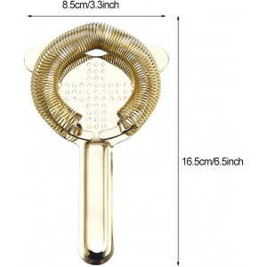 Heavy Duty Spring Bar Tool Strainer, Stainless Steel Finish Drink Strainer for Cocktails, Bartenders & Mixologists(Gold)