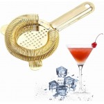 Heavy Duty Spring Bar Tool Strainer, Stainless Steel Finish Drink Strainer for Cocktails, Bartenders & Mixologists(Gold)