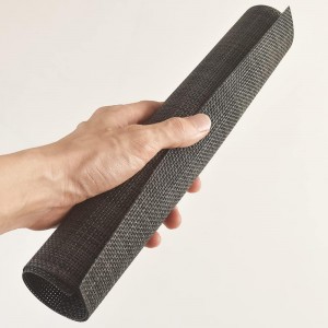 homEdge PVC Placemat, 4 PCS of Non-Slip Heat Resistant Place Mats, Washable Vinyl Placemats, Set of 4 –Black