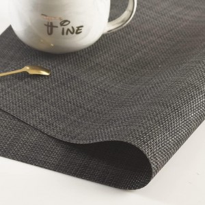 homEdge PVC Placemat, 4 PCS of Non-Slip Heat Resistant Place Mats, Washable Vinyl Placemats, Set of 4 –Black