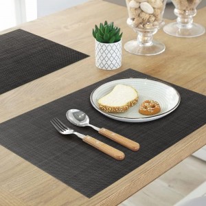 homEdge PVC Placemat, 4 PCS of Non-Slip Heat Resistant Place Mats, Washable Vinyl Placemats, Set of 4 –Black